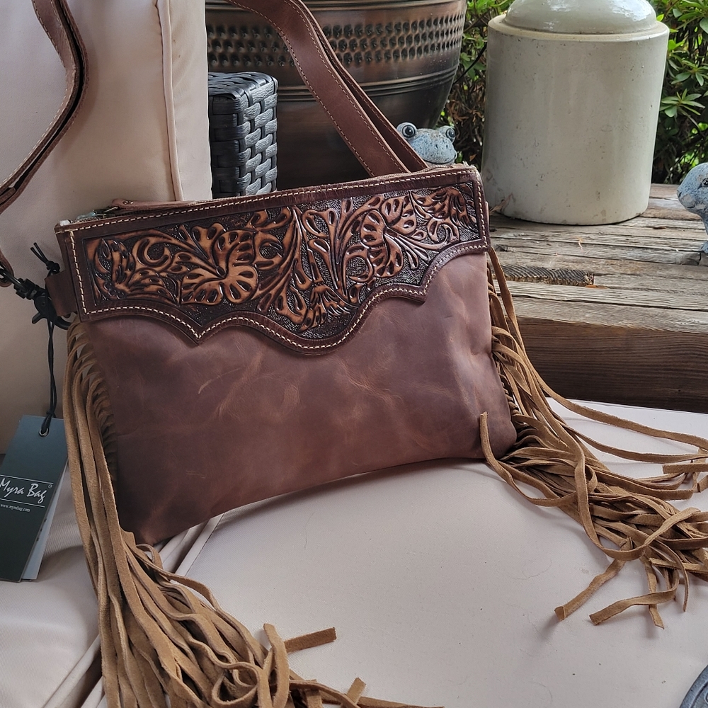 🔥 New for 2022 ❤️ Mocha  Dash Hand-Tooled Bag